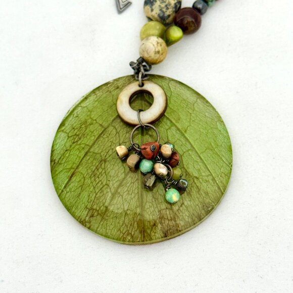 Silpada Kabkaban Wood Leaf Mixed Bead Necklace - 16" to 18" - Picture 6 of 7